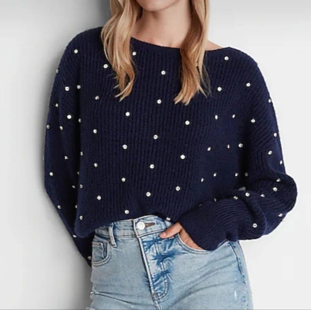 NWT EXPRESS Embellished Twist Sweater - Picture 2 of 8